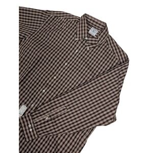 Brooks Brothers Vintage Mens Brown Check Cotton Button Down Sport Shirt Large